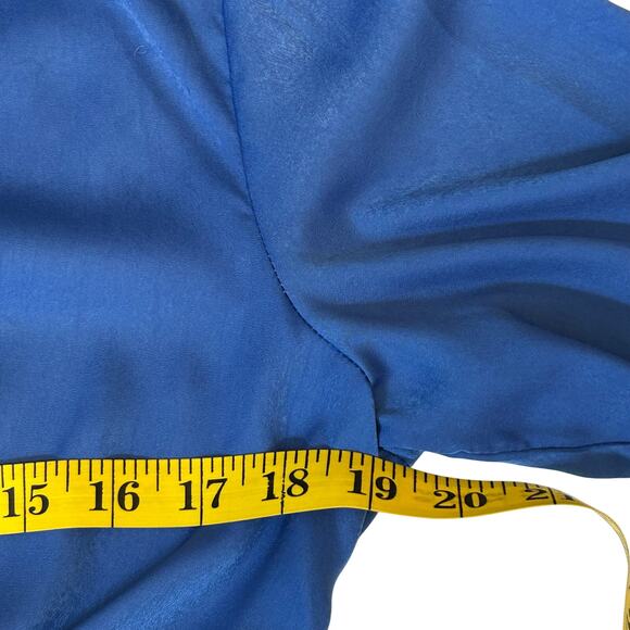 Lucy Paris  Blue Wrap Mini Dress SzM Long Sleeve Ruched Draped Elegant Cocktail - Picture 5 of 9